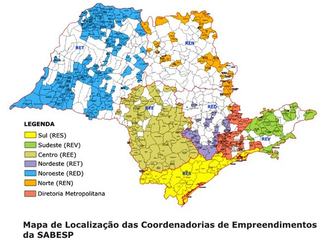 Sistemas de Abastecimento de Água e Sistemas de Esgotos Sanitários – Diretoria de Sistemas Regionais – SABESP